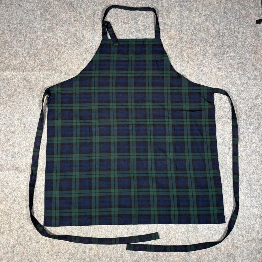 Andra Ko Textiles Apron Tartan PlaidGreen Blue Black Watch Latvia Hand Made New